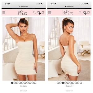 SIMPLY BLISS RUCHED MESH BODYCON MINI DRESS -CREAM